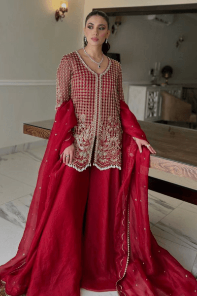 Red Indo Western Sharara