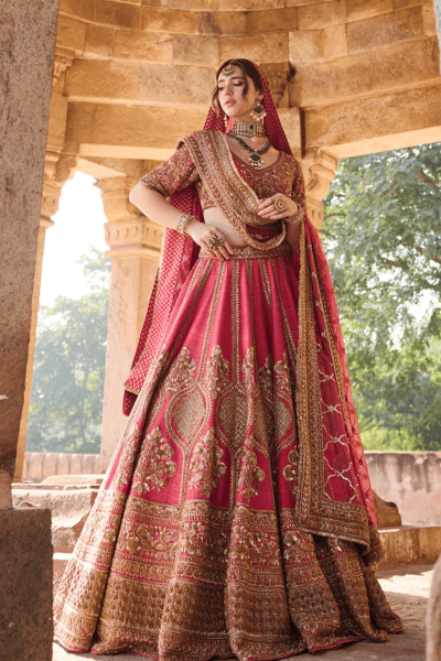Bridal Rose Pink Lehenga - view 1