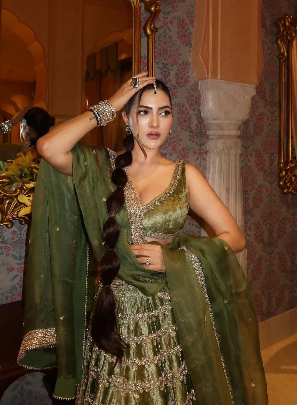 Moss Green Lehenga - view 2