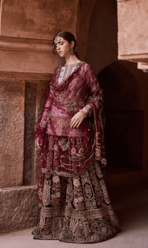 Maroon Velvet Sharara thumbnail 1