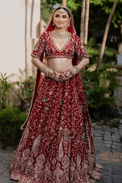 Blood Red Lehenga - view 1