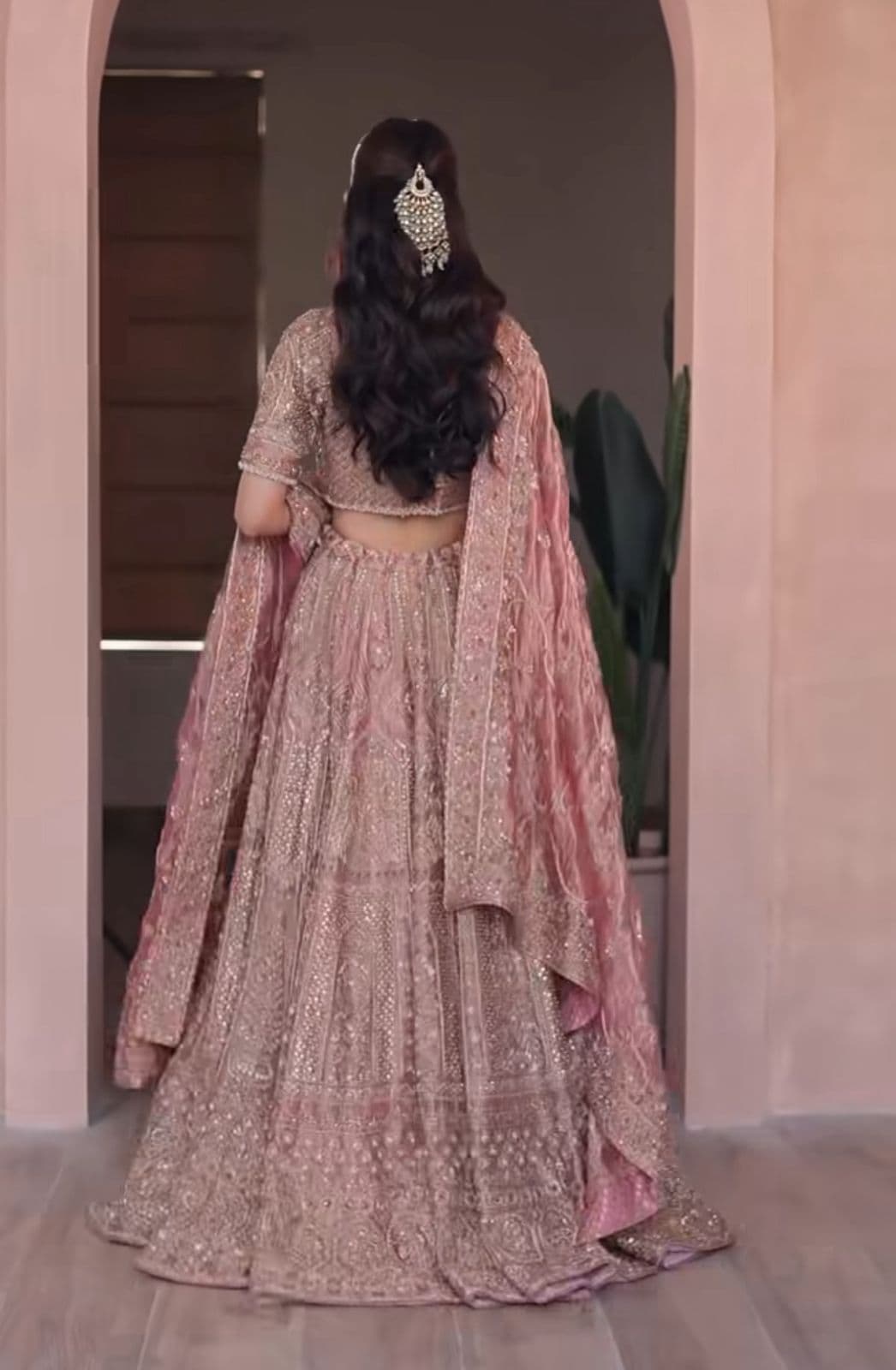Pink Tissue Lehenga - view 3