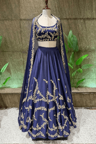 Navy Blue Lehenga - view 1