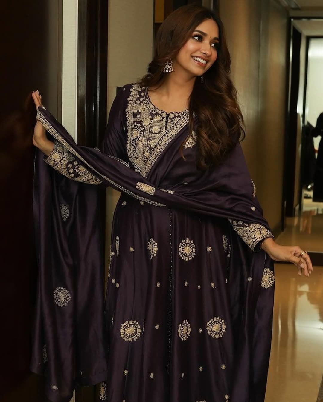 Deep Purple Anarkali - view 2