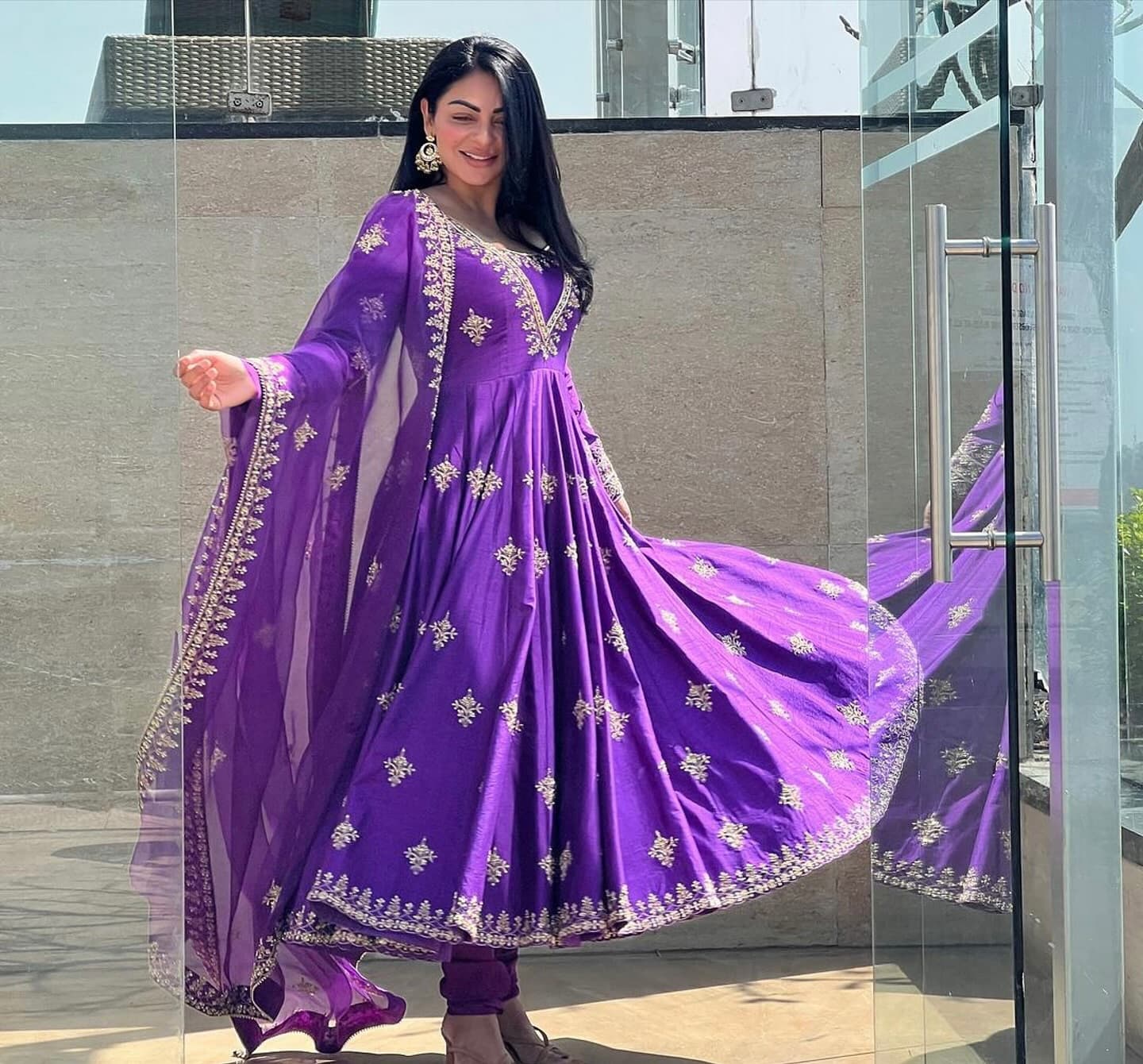 Luxury Purple Anarkali - view 1